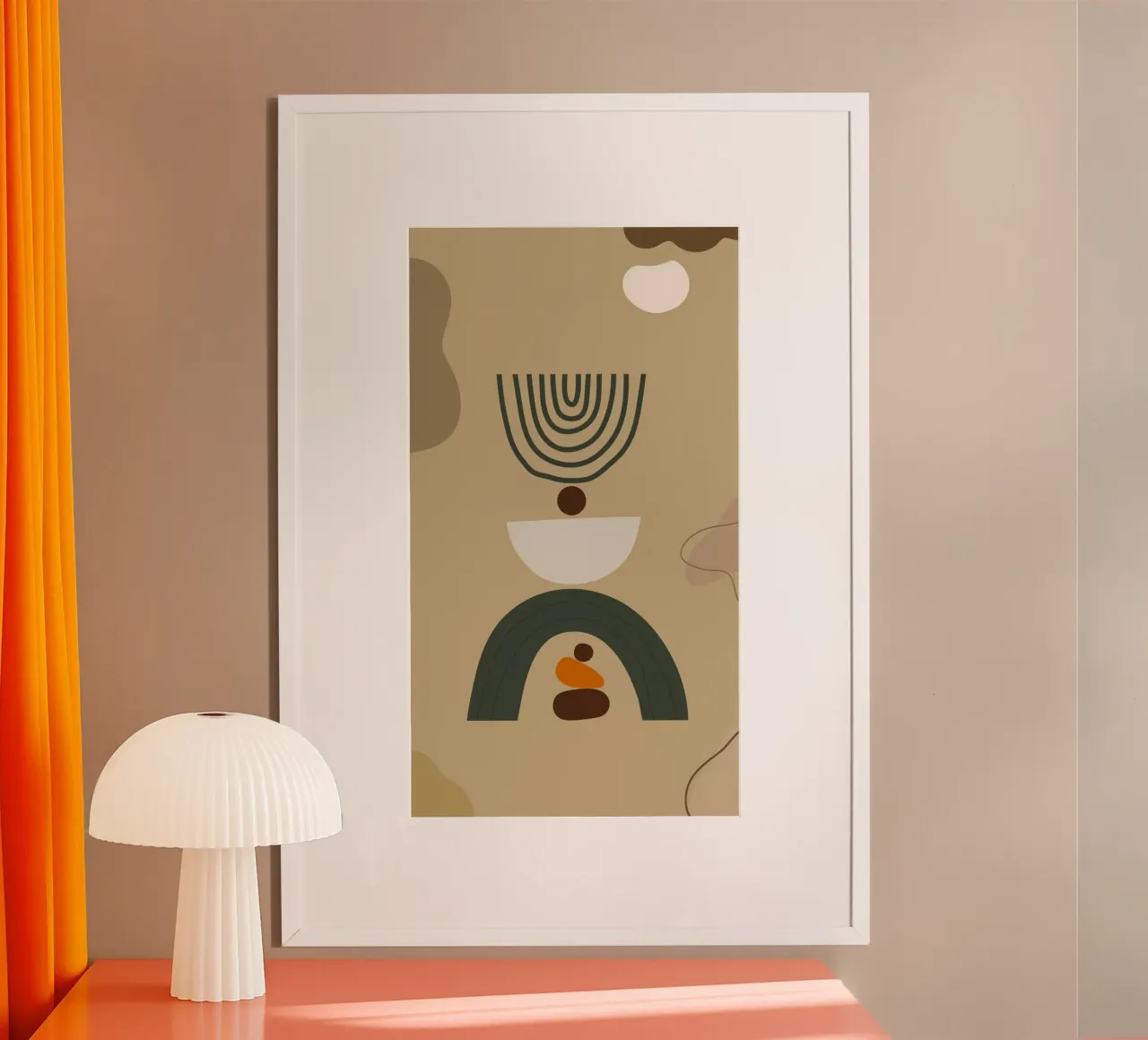 curve shape line in brown shade poster con telaio in plastica da panada