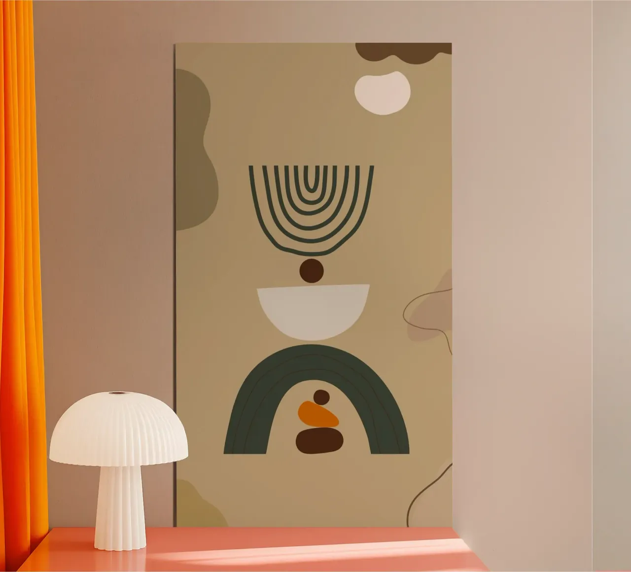curve shape line in brown shade poster con telaio in plastica da panada