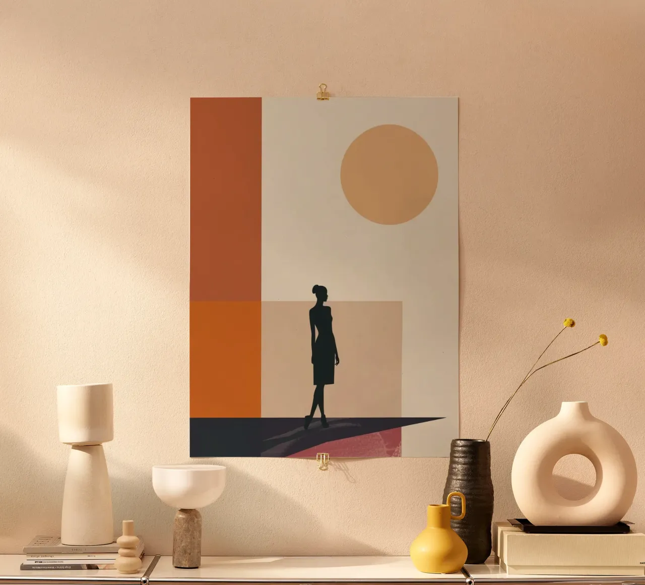 abstract model and shape poster con telaio in legno da huminity