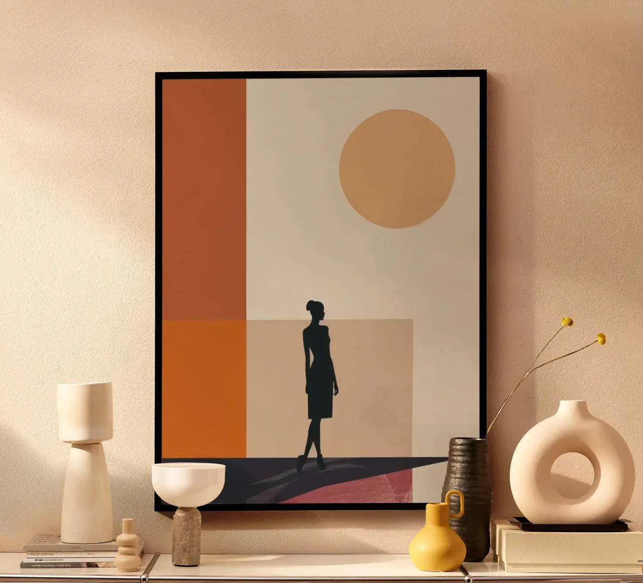abstract model and shape poster con telaio in legno da huminity