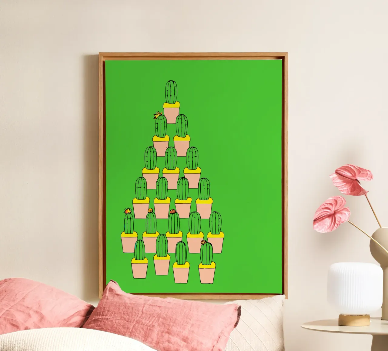 Cactus Vases Collection canvas with Floater frame by OUR SHOP