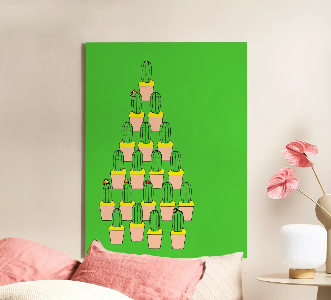 Cactus Vases Collection canvas with Floater frame by OUR SHOP