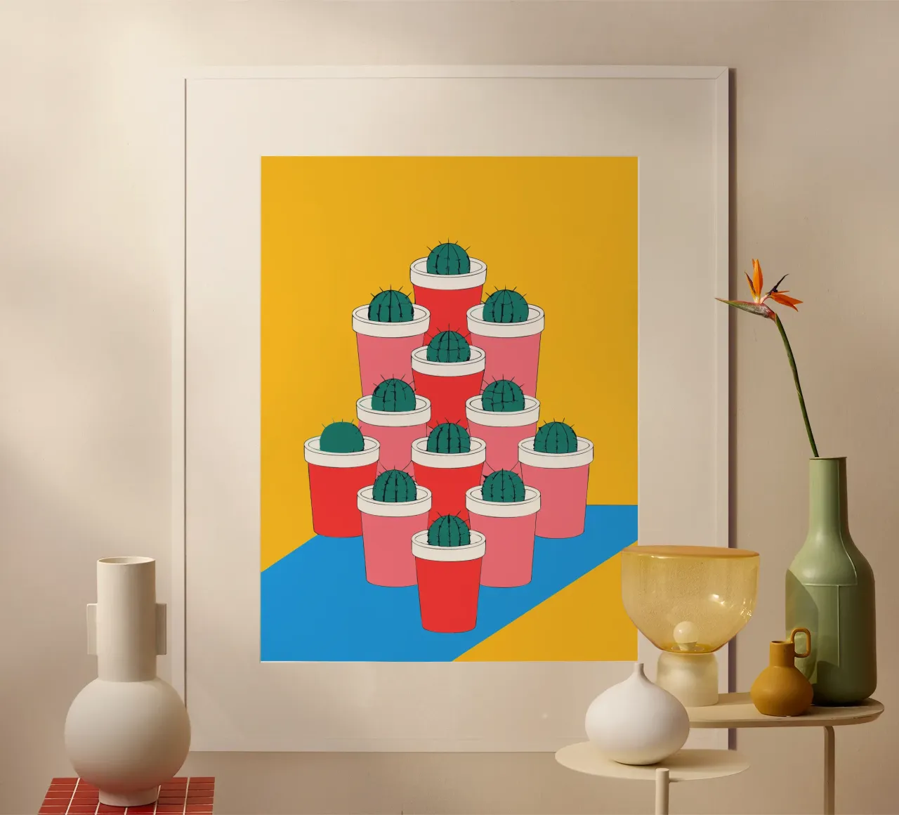 Composizione di vasi di cactus poster con telaio in legno da OUR SHOP