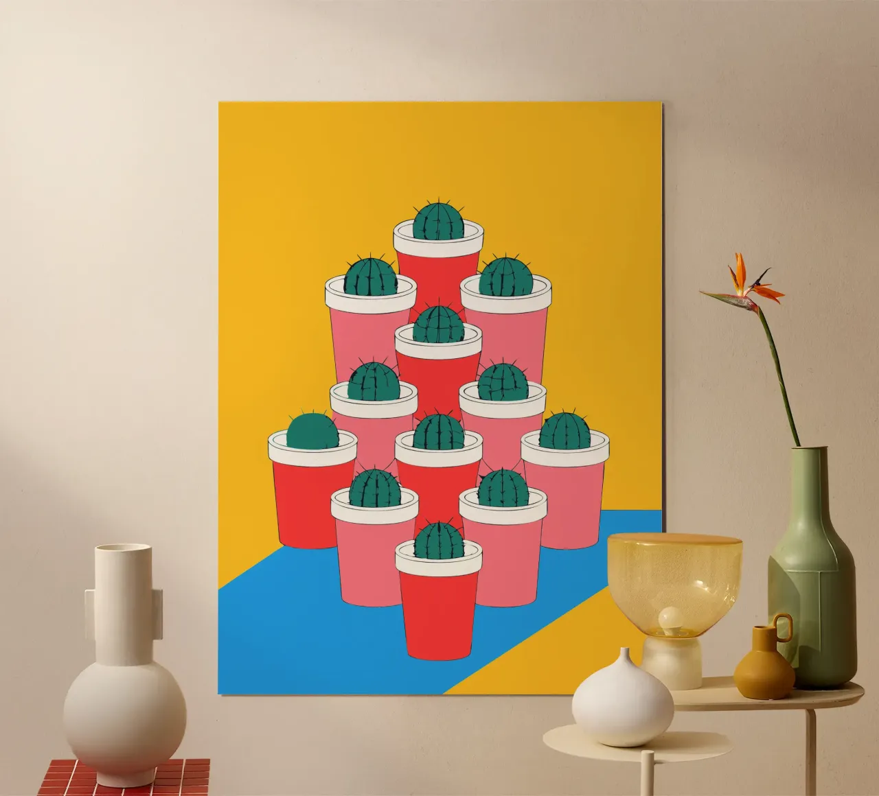 Composizione di vasi di cactus poster con telaio in legno da OUR SHOP