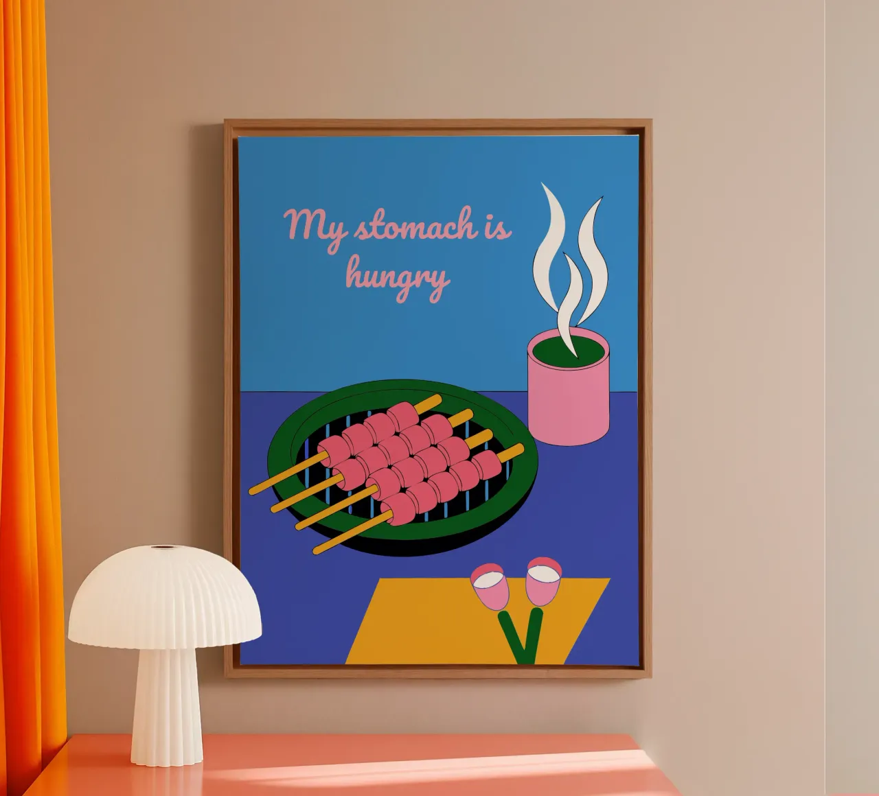 Gegrilltes Satay Leinwand mit Schattenfugenrahmen von OUR SHOP