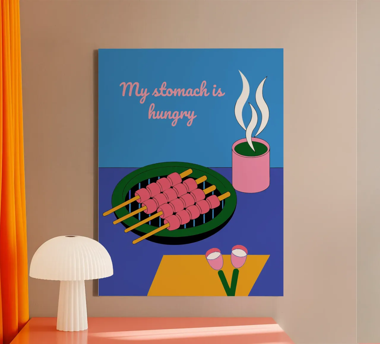 Gegrilltes Satay Leinwand mit Schattenfugenrahmen von OUR SHOP