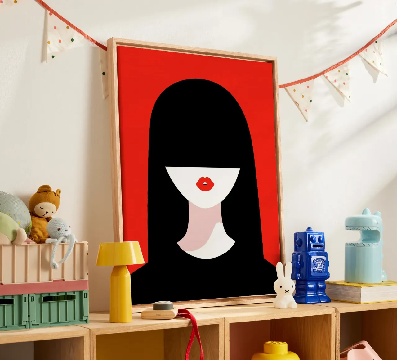 cool girl with black red tela con Cornice a cassetta da firmana