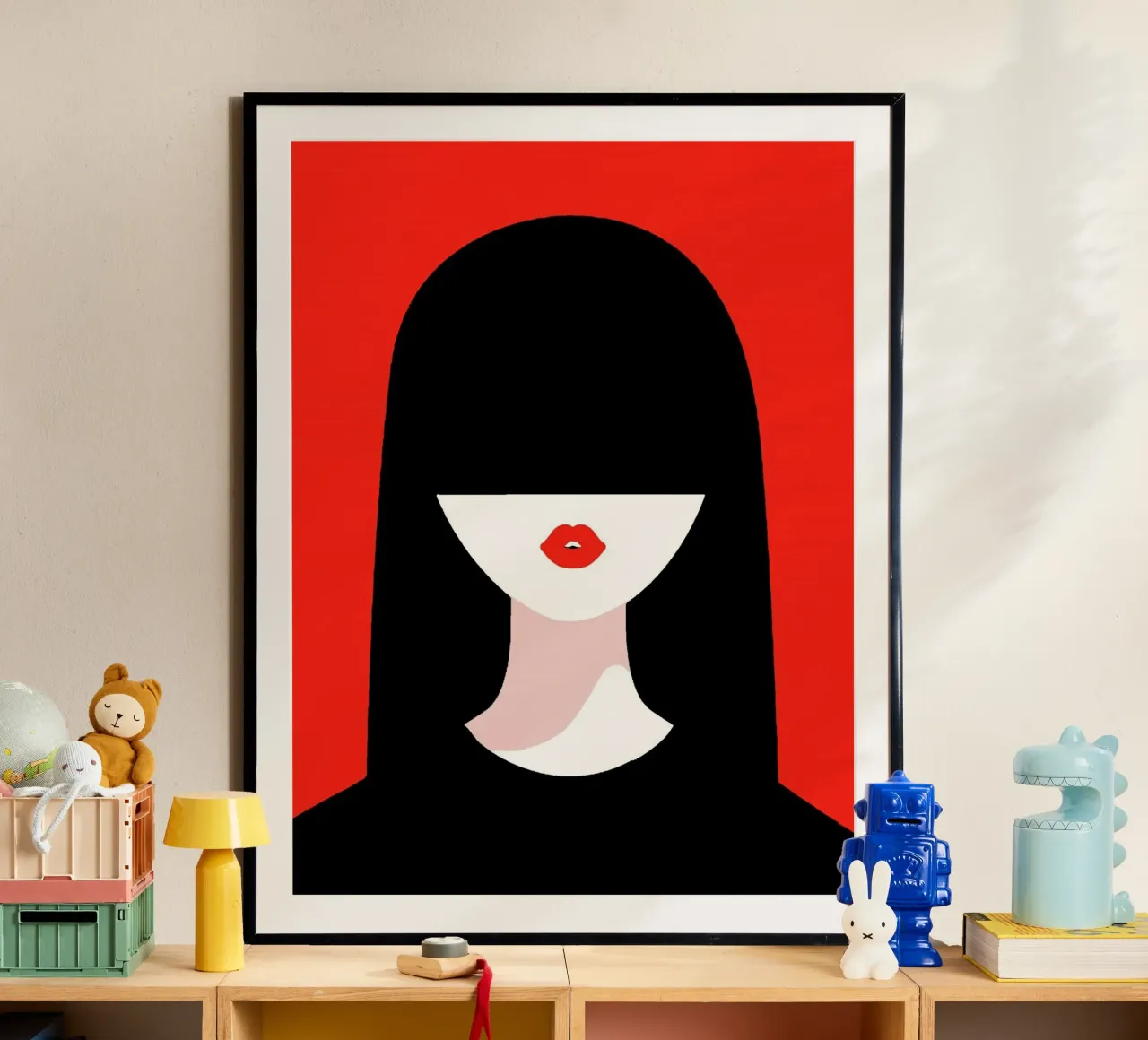 cool girl with black red poster con telaio in plastica da firmana