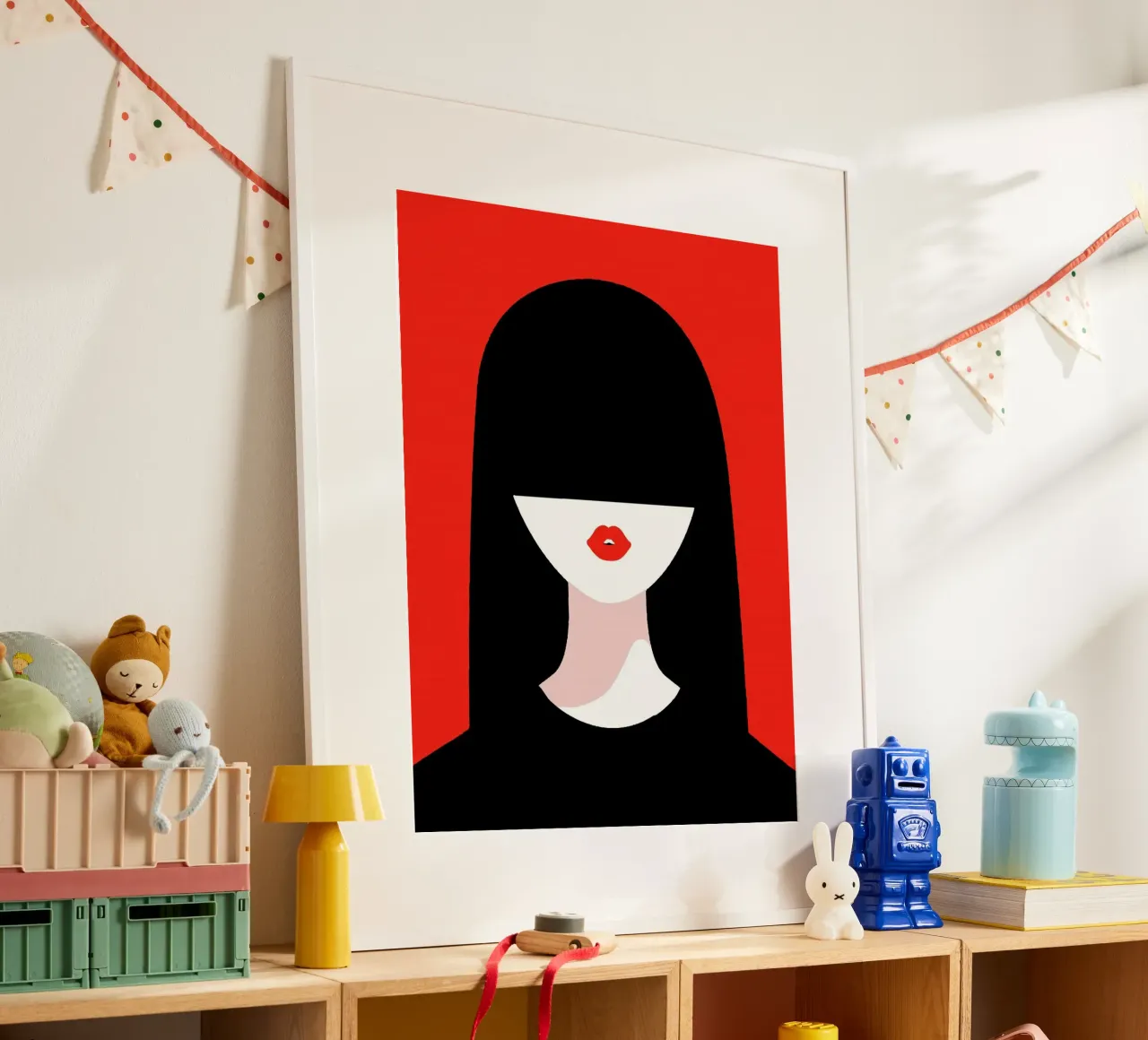 cool girl with black red poster con telaio in plastica da firmana
