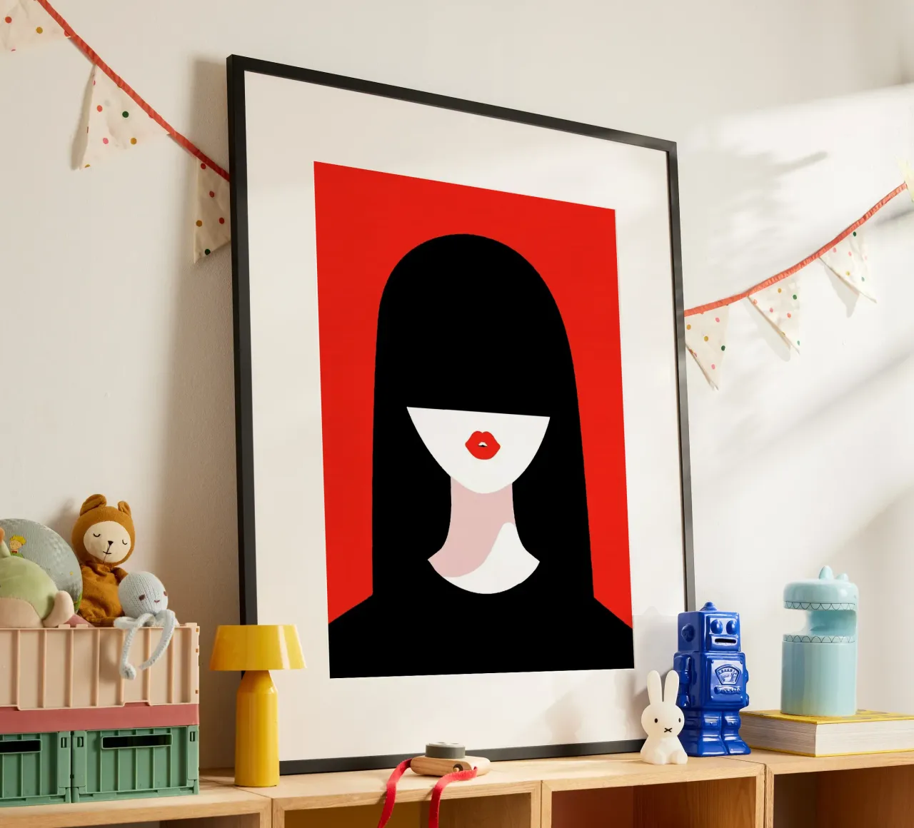cool girl with black red poster con telaio in plastica da firmana
