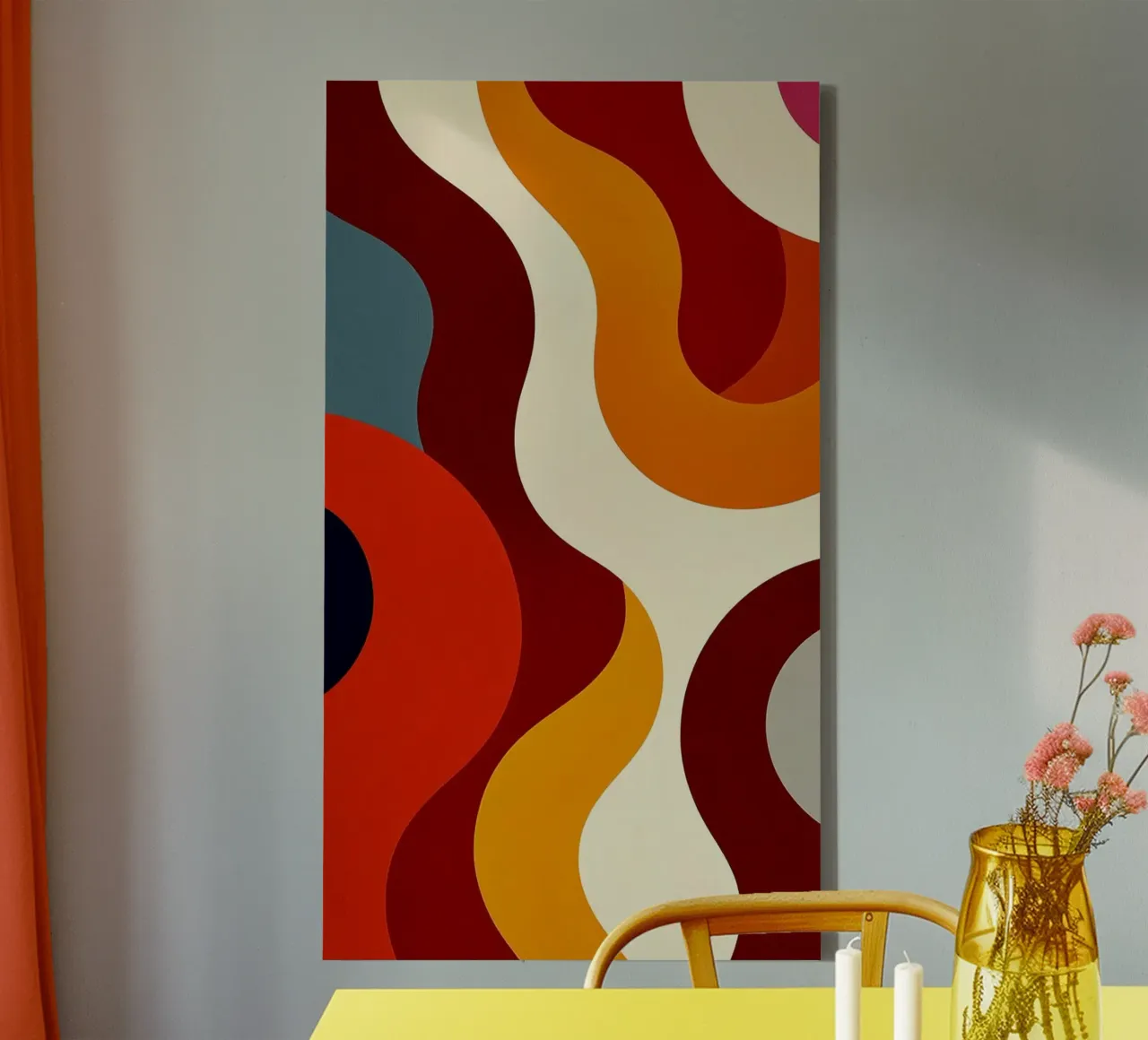curve shade red canvas with Floater frame by sunity