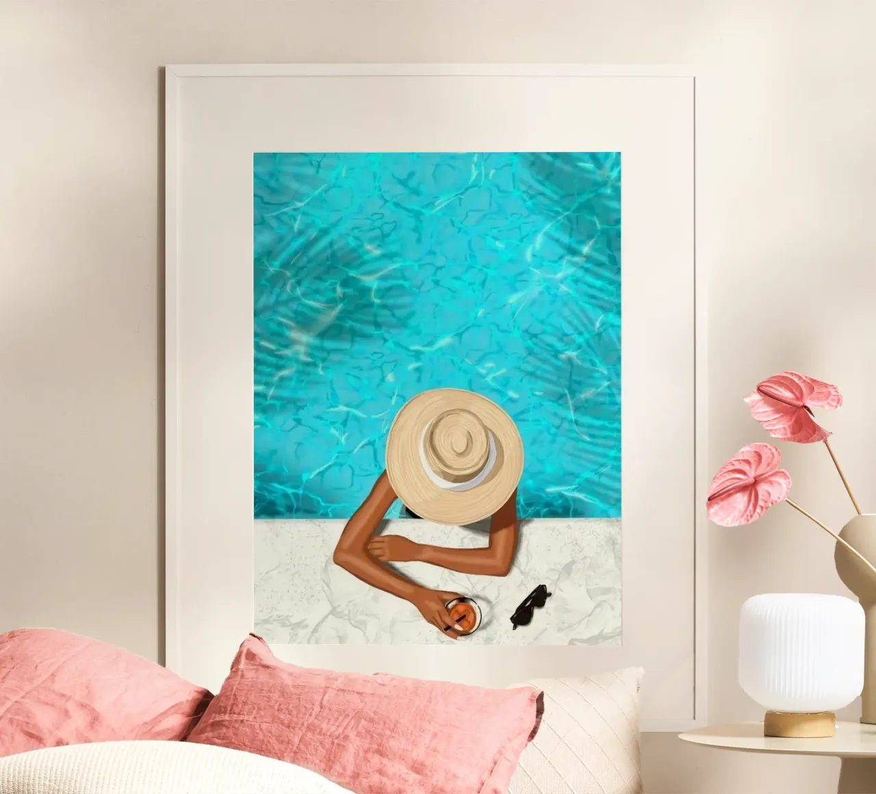 girl chill in poolside poster da sunity