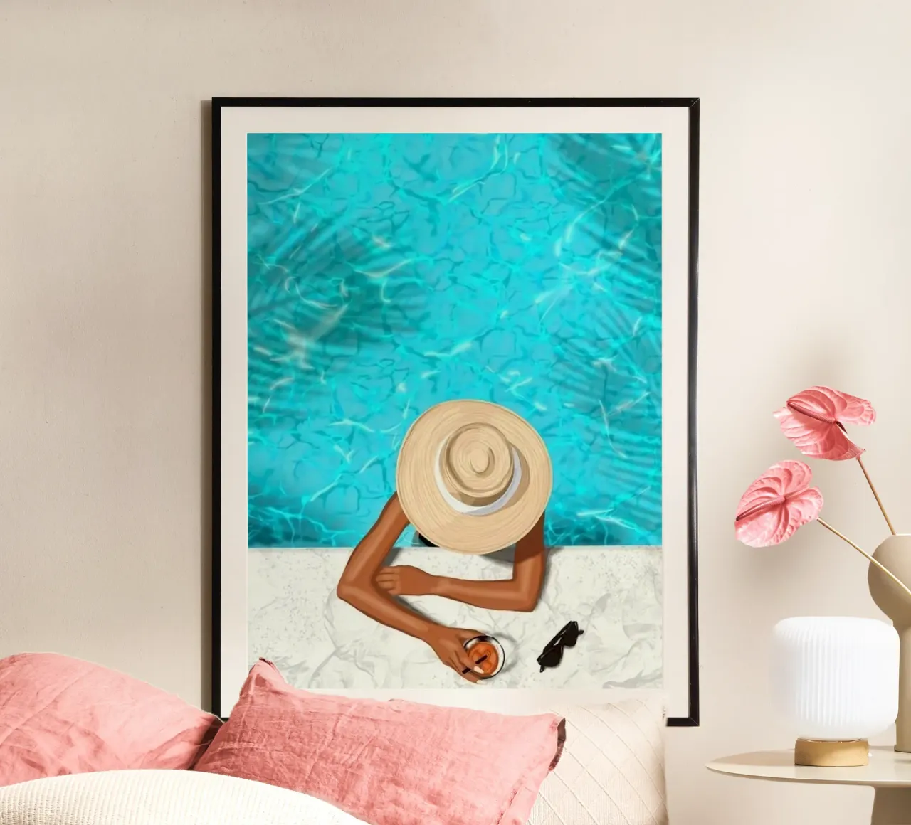girl chill in poolside poster da sunity