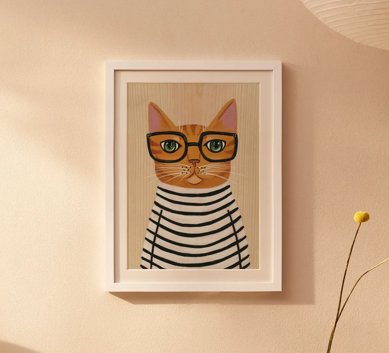 cat in horizontal striped shirt poster con telaio in alluminio da sunity