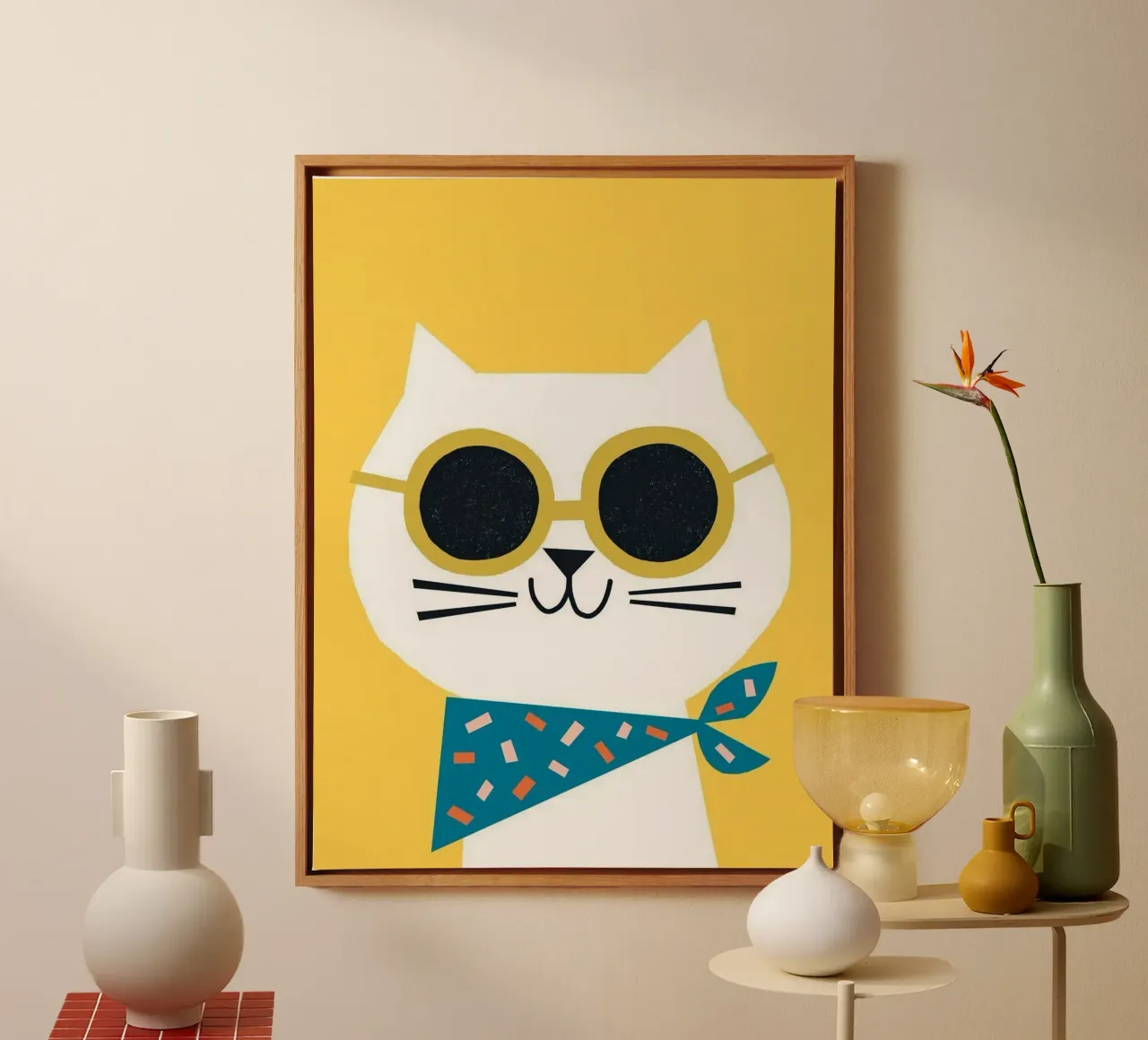 cat playful in goodmood canvas met Baklijst van firmana