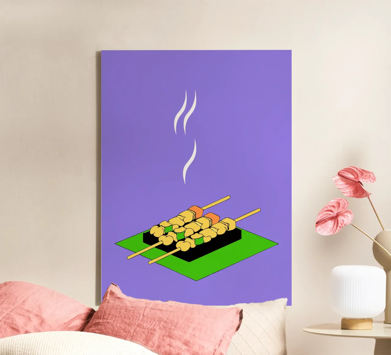 Satay a la parrilla lienzo con Marco flotante de OUR SHOP
