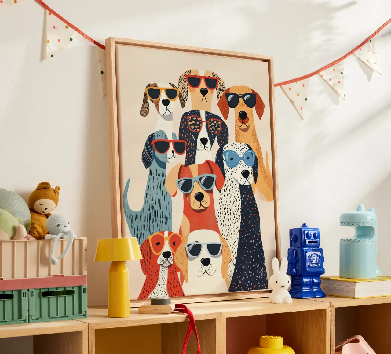 dogs in collection tela con Cornice a cassetta da sunity