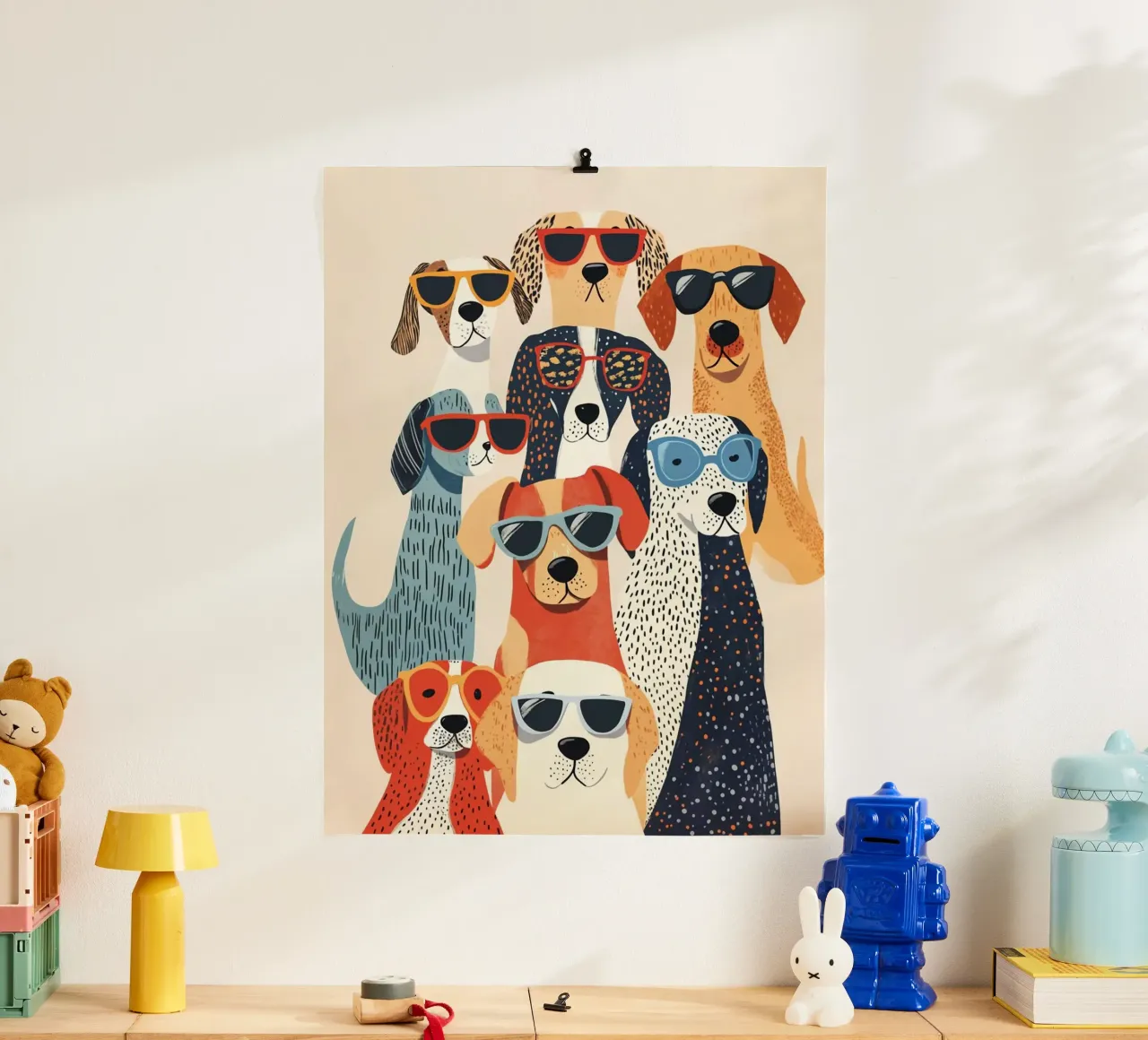 dogs in collection poster con telaio in alluminio da sunity