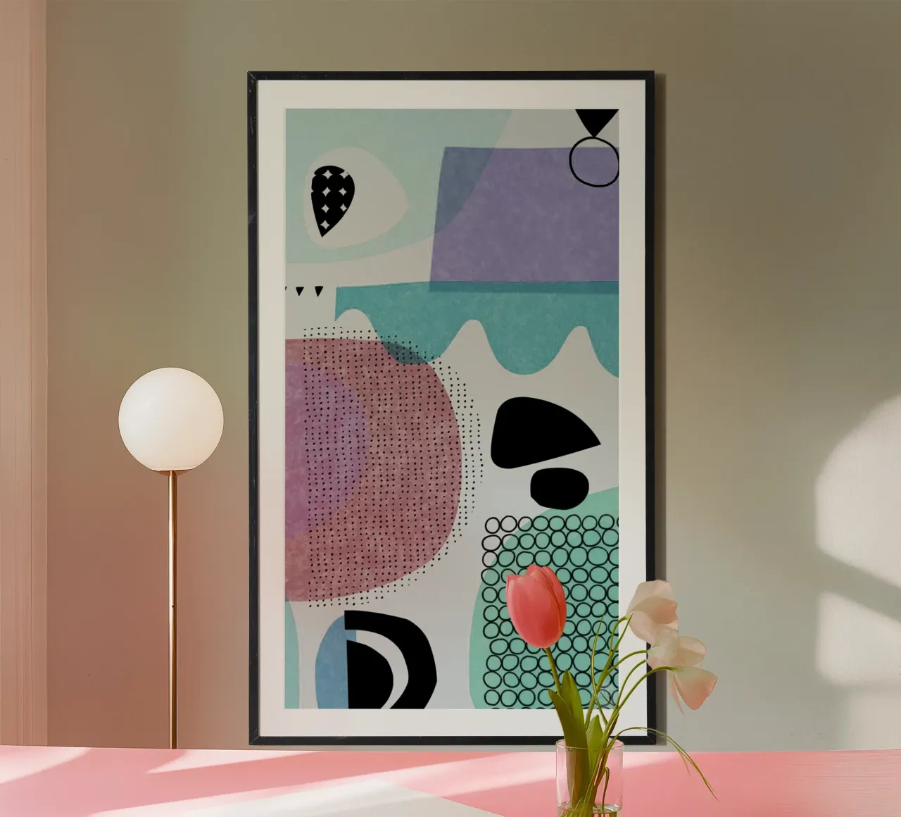 shapes symbol in light shade poster con telaio in alluminio da firmana
