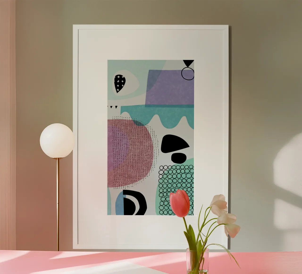 shapes symbol in light shade poster con telaio in alluminio da firmana