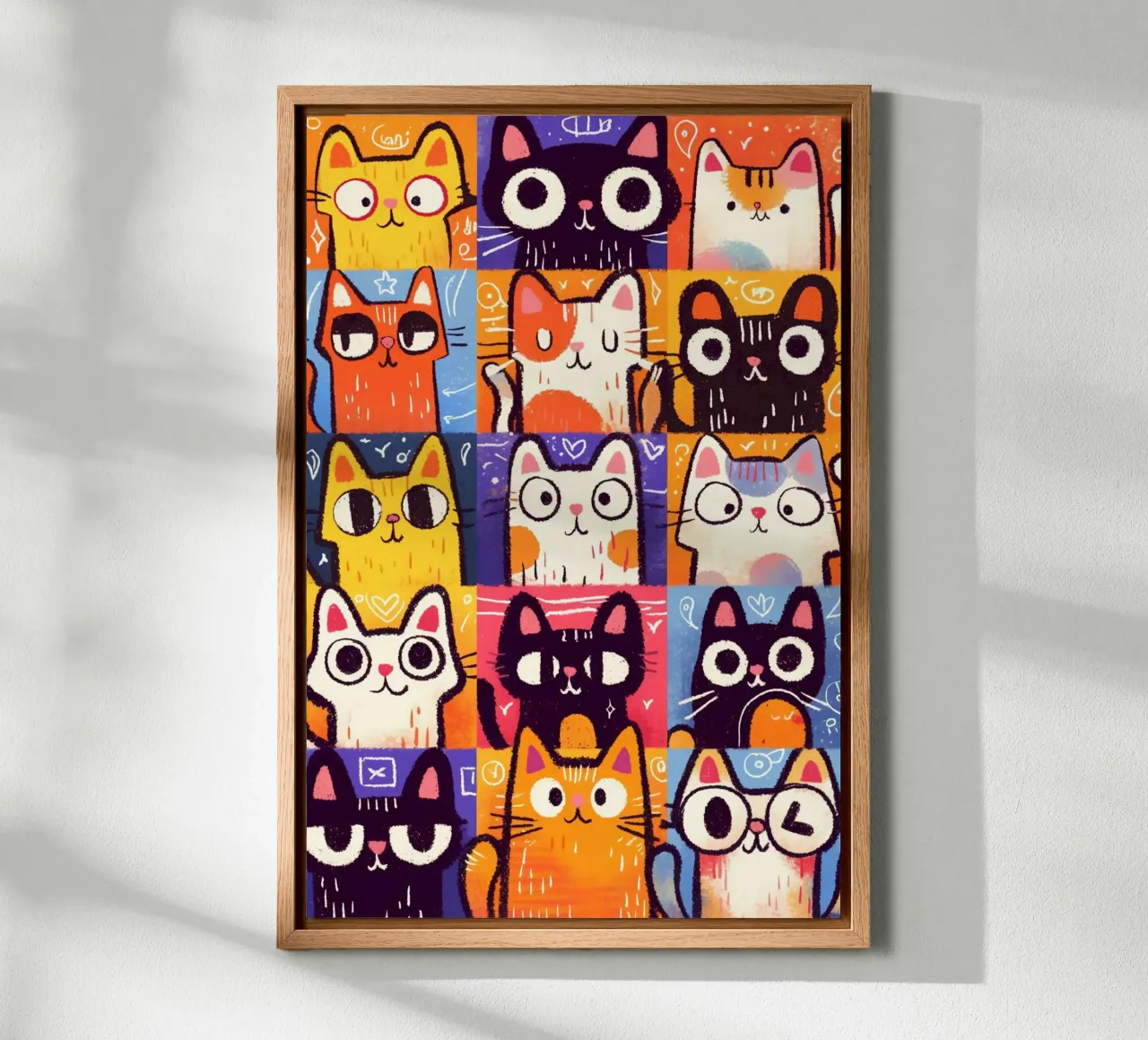 Mischievous cat posture canvas met Baklijst van sunity