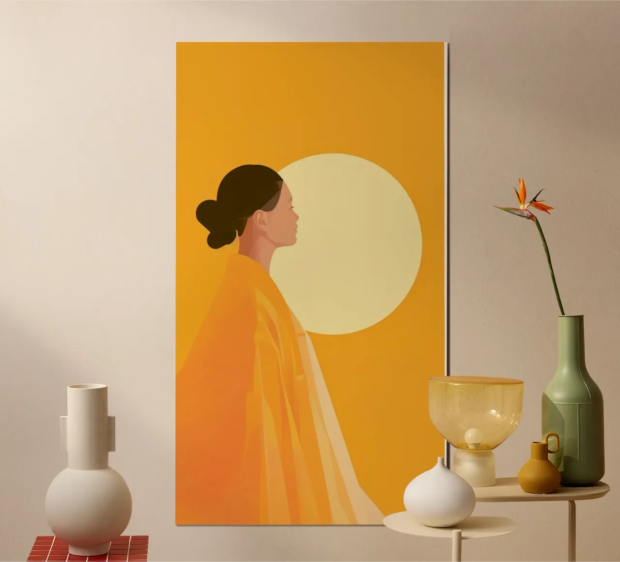 girl chill in yellow shade poster da firmana