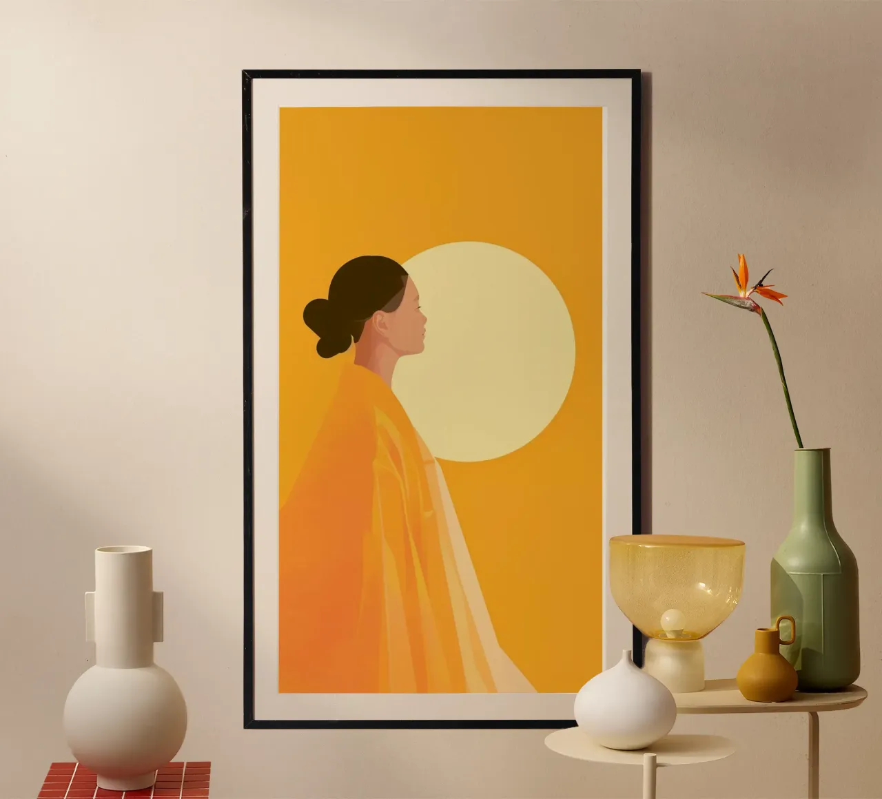 girl chill in yellow shade poster da firmana