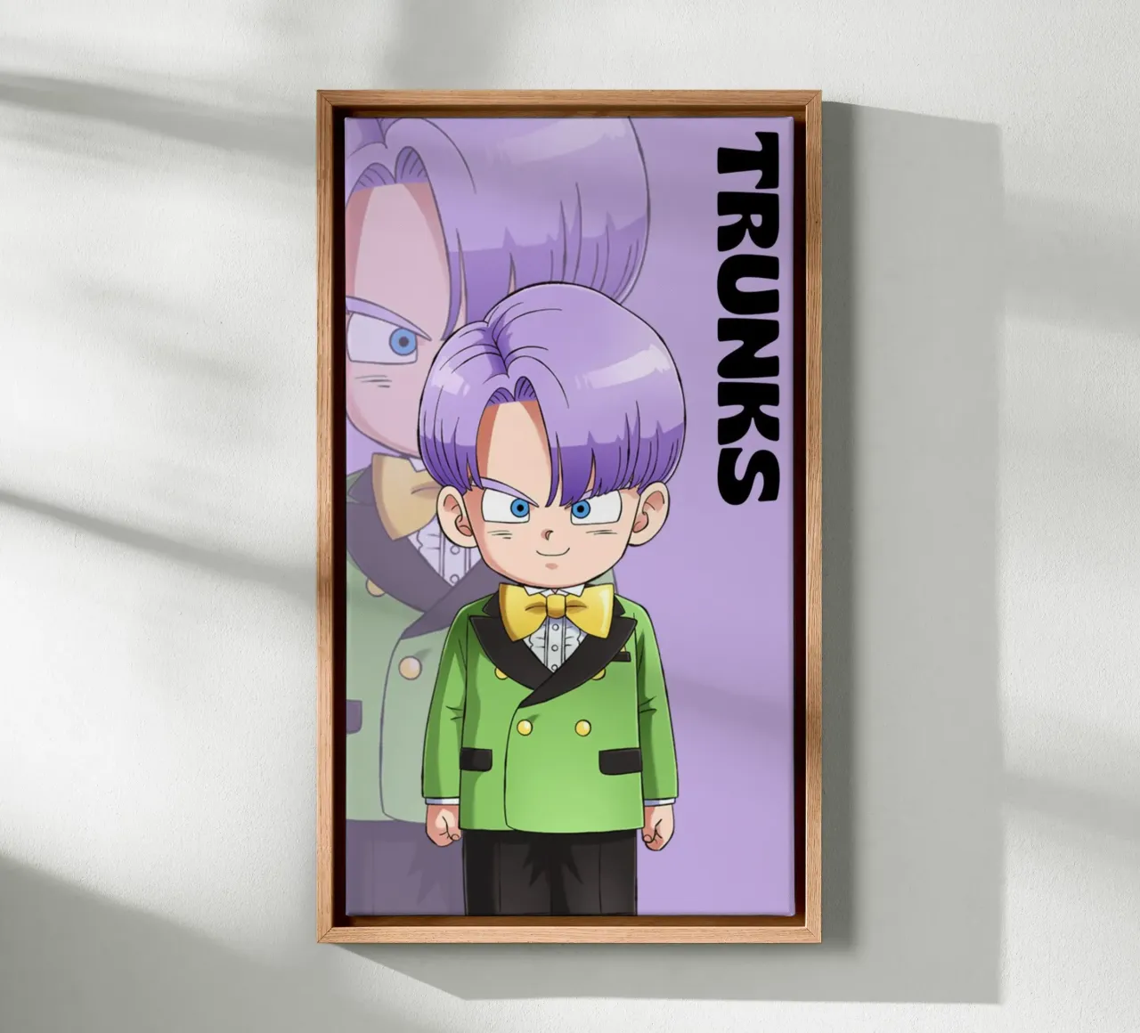 Halb-Saiyan Trunks - Dragon Ball Z Leinwand mit Schattenfugenrahmen von sophielouise.designs