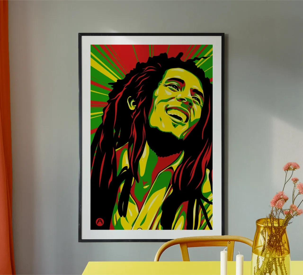 Pop Art Bob Marley poster con telaio in plastica da eliouxence
