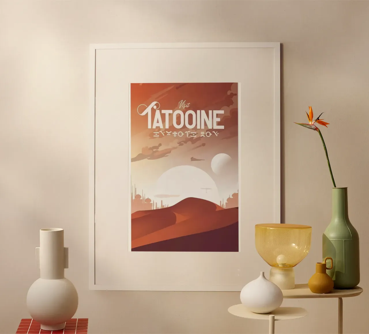 Viaggio su Tatooine poster con telaio in legno da hanna shop