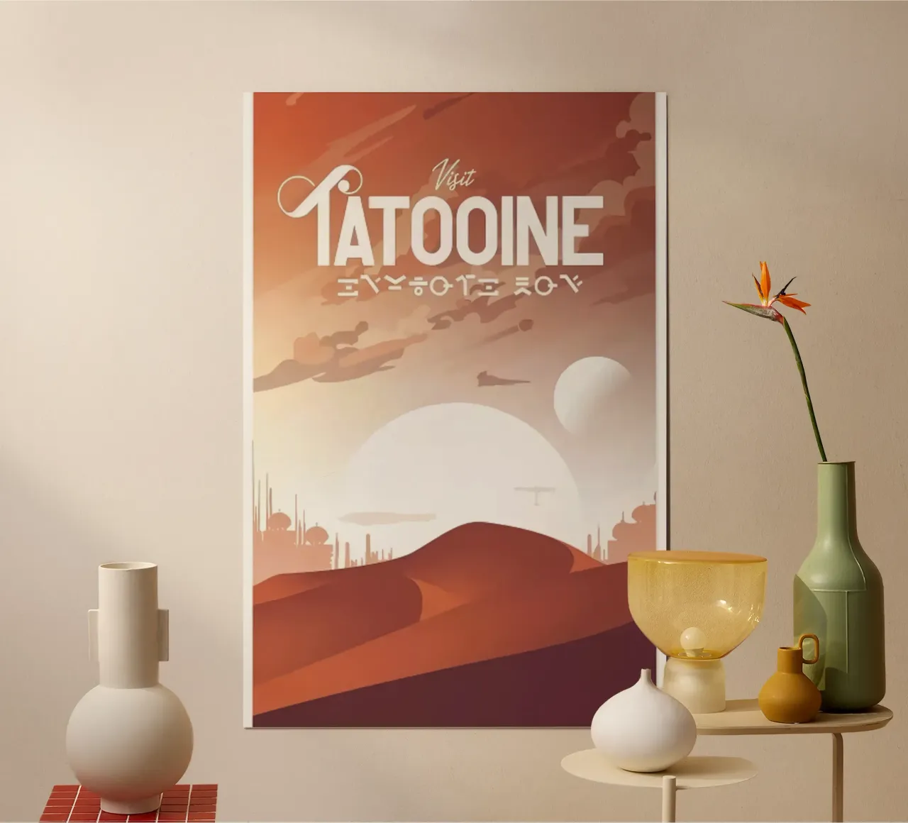 Viaggio su Tatooine poster con telaio in legno da hanna shop