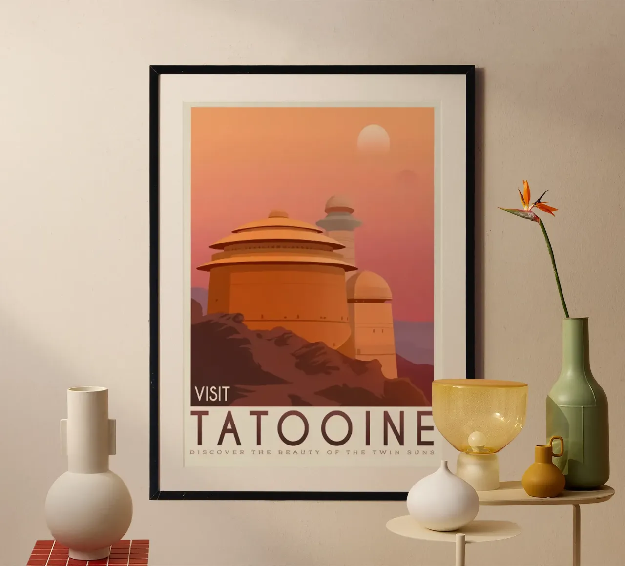 Luoghi di viaggio Tatooine poster con telaio in alluminio da hanna shop