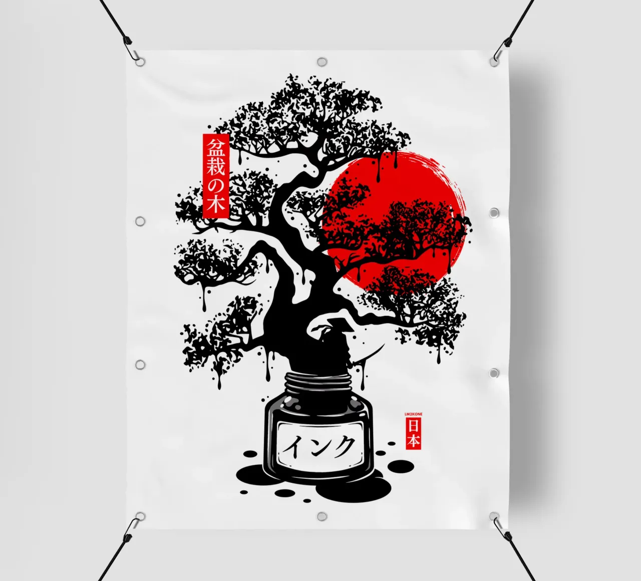 Inchiostro giapponese nero Bonsai telo in pvc da LM2KONE