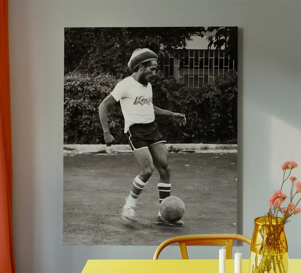 Bob Marley voetballend canvas met Baklijst van eliouxence