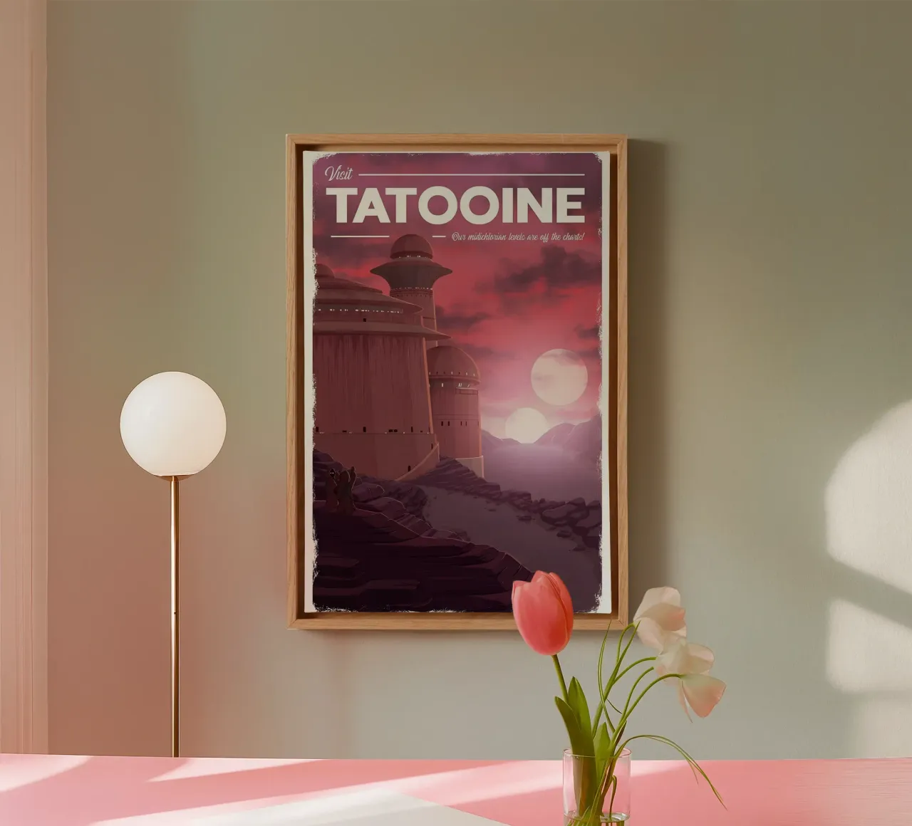Visite tatooine lienzo con Marco flotante de hanna shop