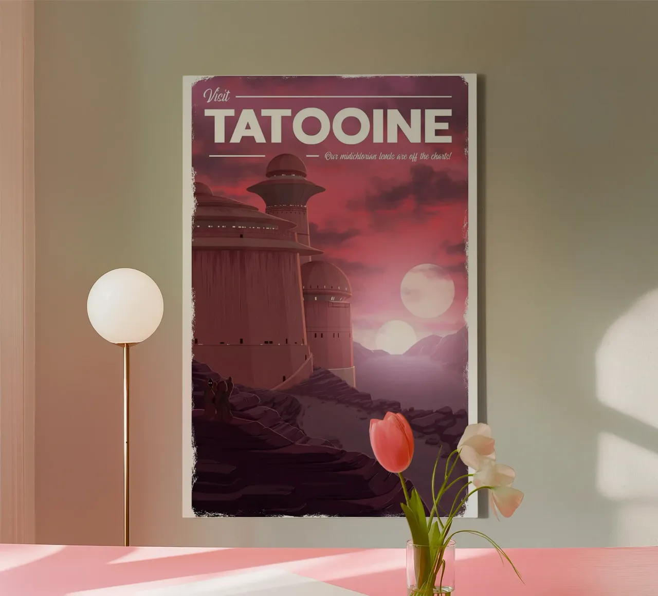 Visite tatooine lienzo con Marco flotante de hanna shop
