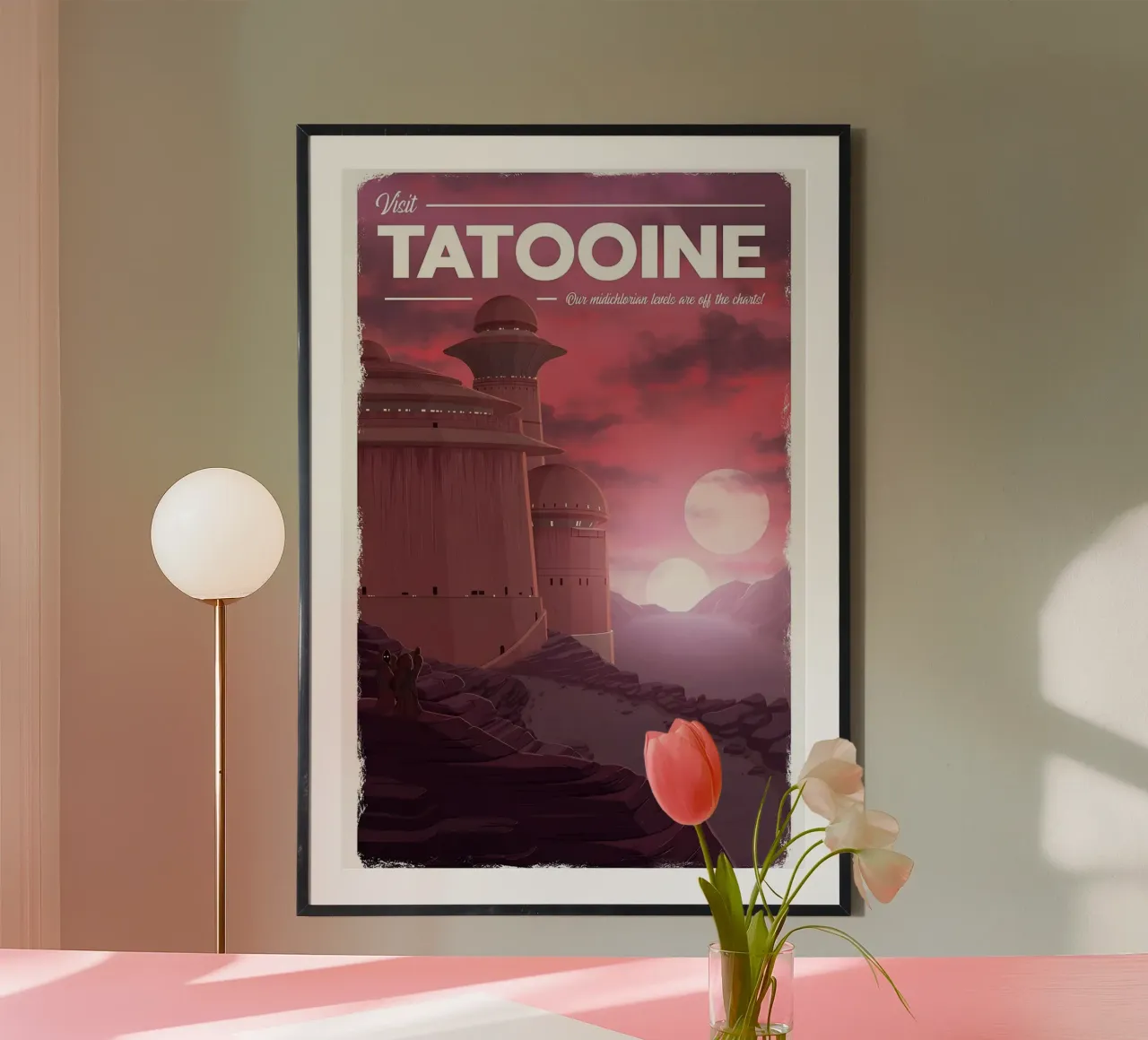 Visita tatooine poster con telaio in legno da hanna shop