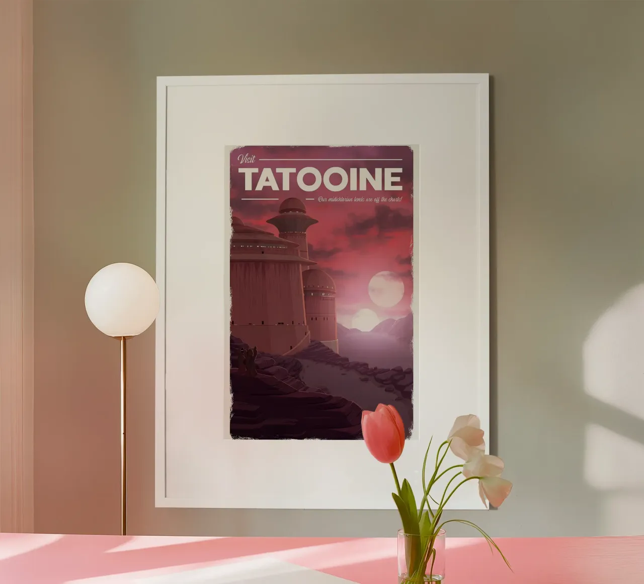 Visita tatooine poster con telaio in legno da hanna shop