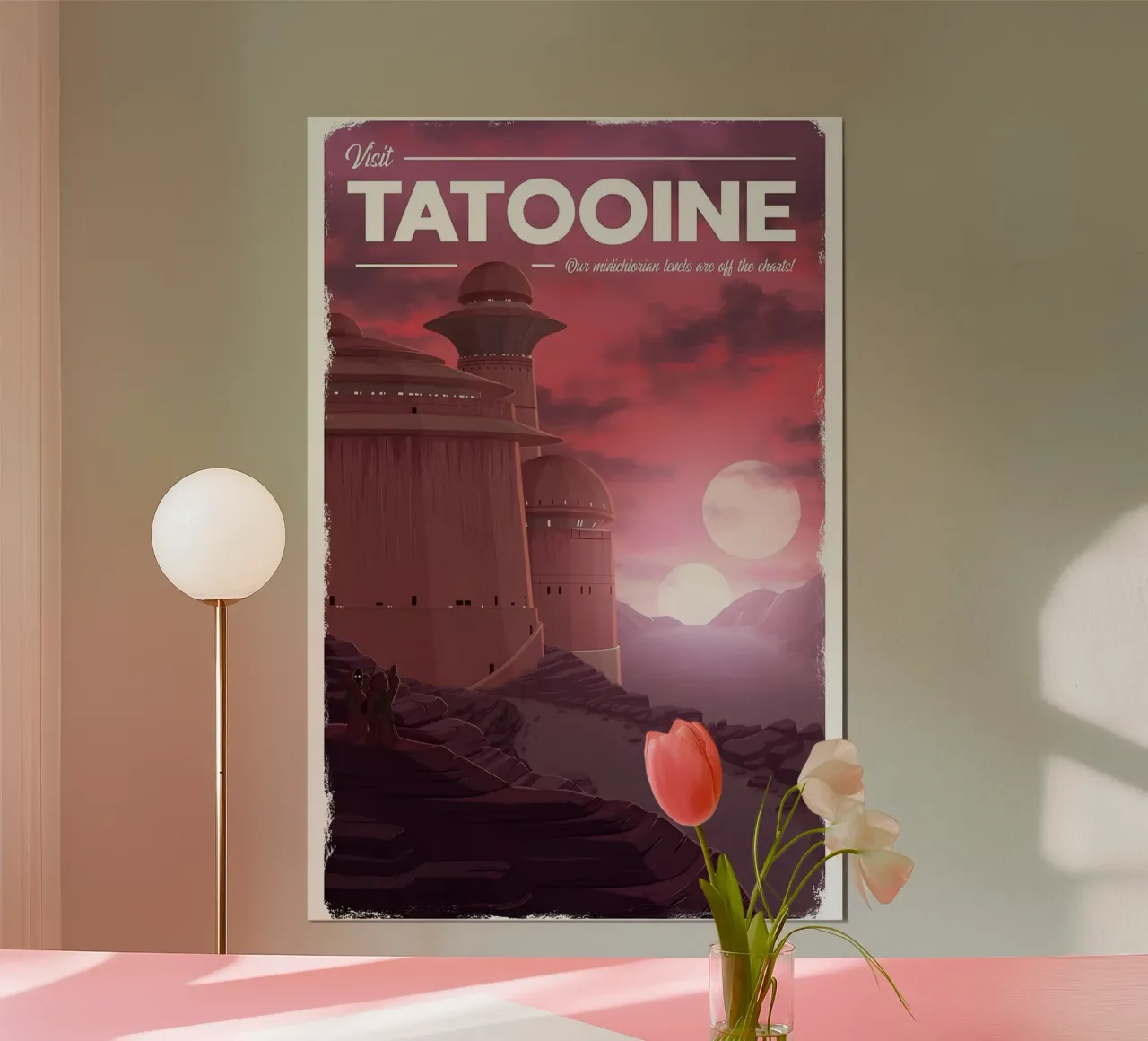 Visita tatooine poster con telaio in legno da hanna shop