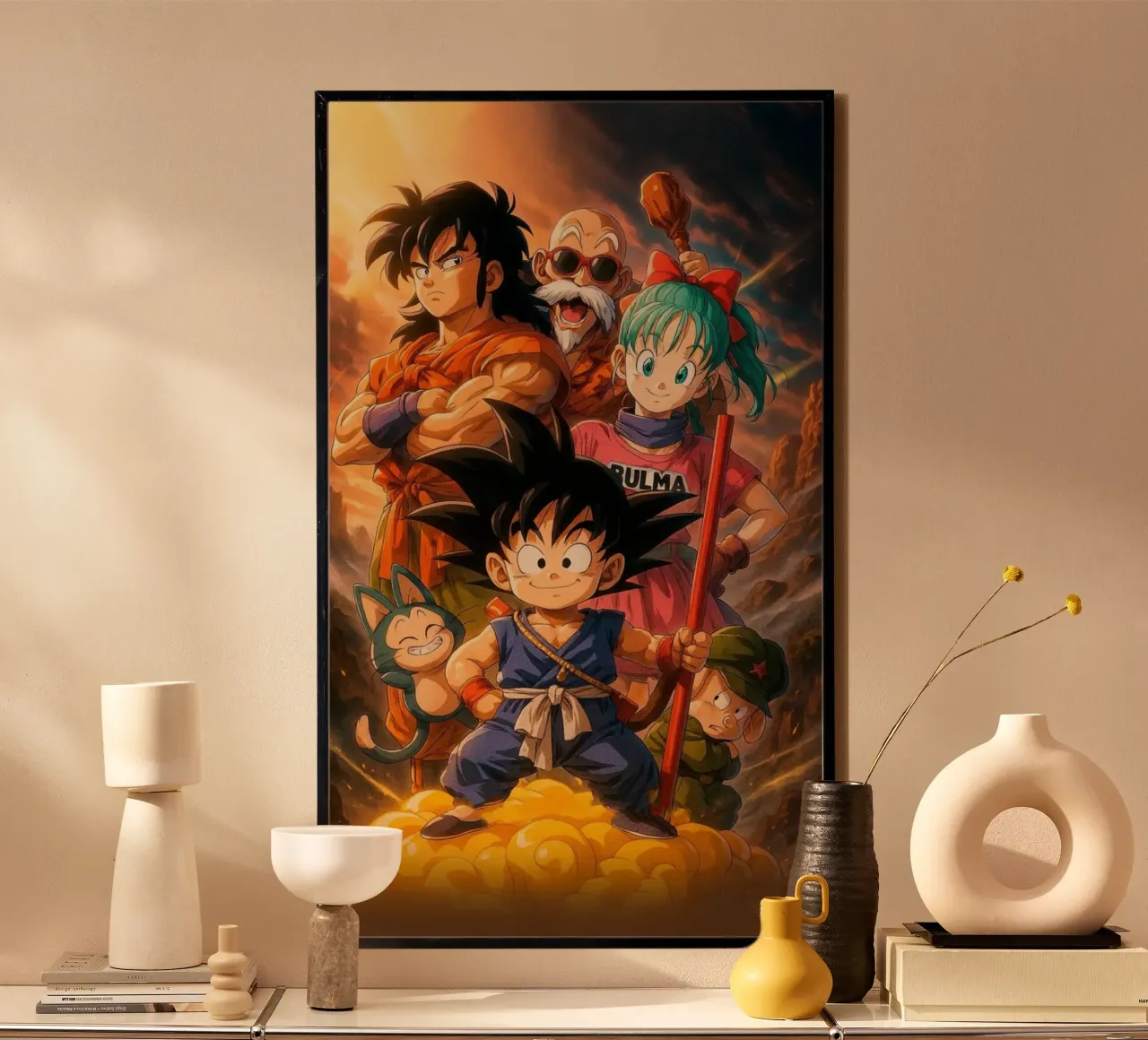 Piccolo Figlio Goku Dragon B - Classico poster con telaio in legno da sophielouise.designs