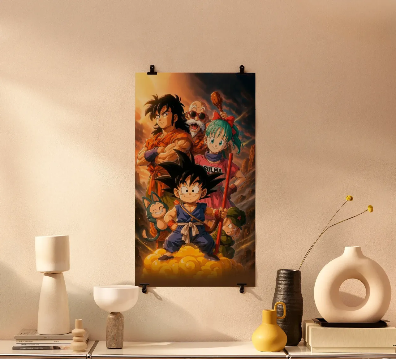 Piccolo Figlio Goku Dragon B - Classico poster con telaio in legno da sophielouise.designs