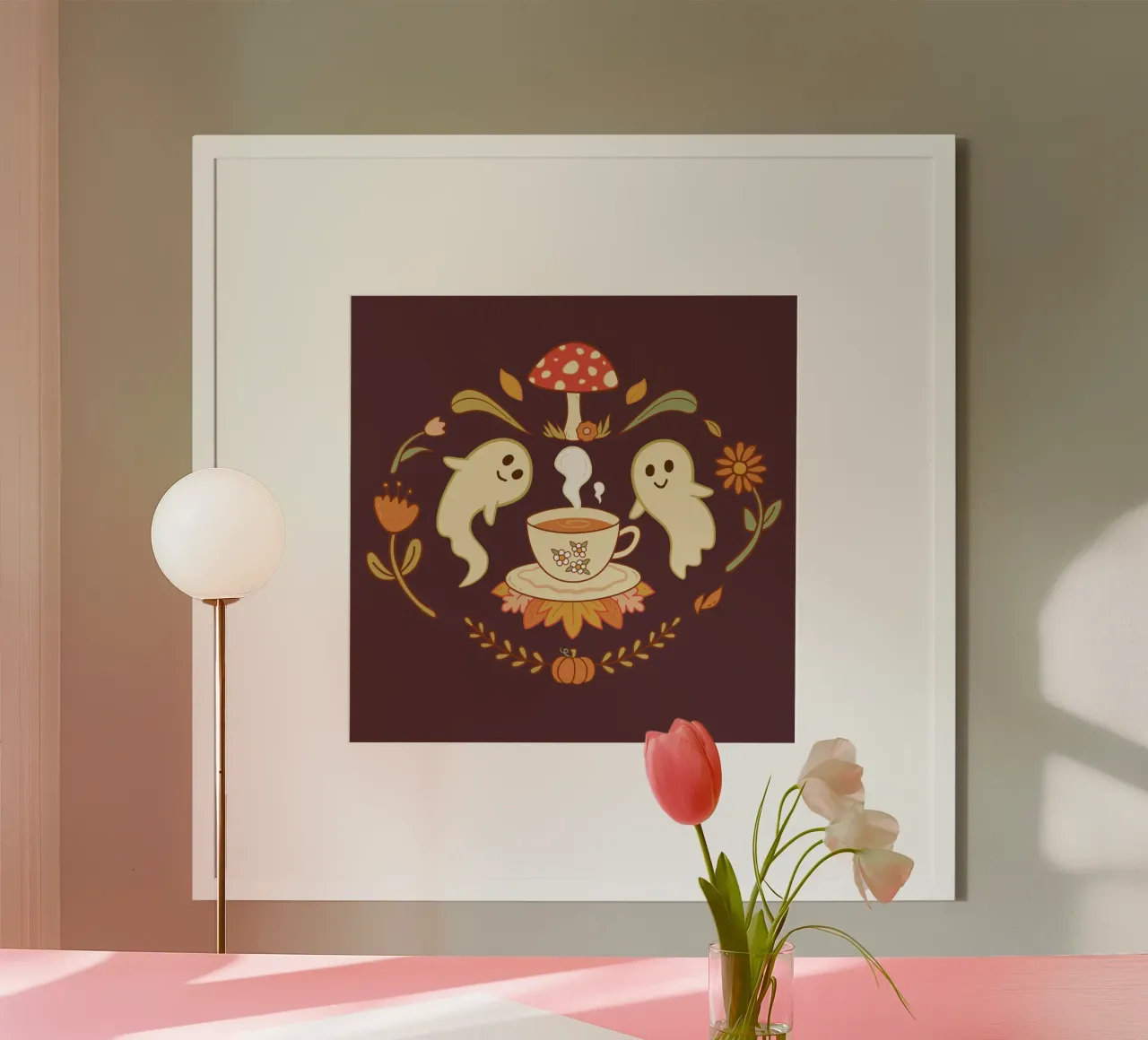 L'ora del tè spettrale poster con telaio in alluminio da klossisch