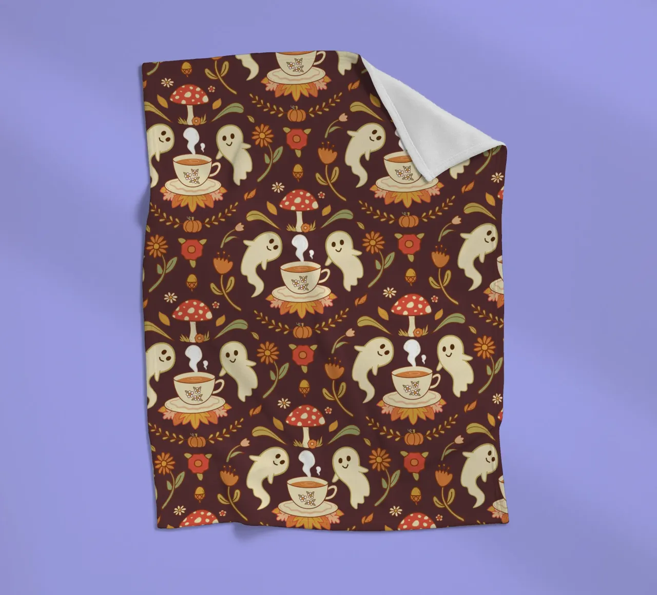 Spooky Tea Time fleece blanket by klossisch