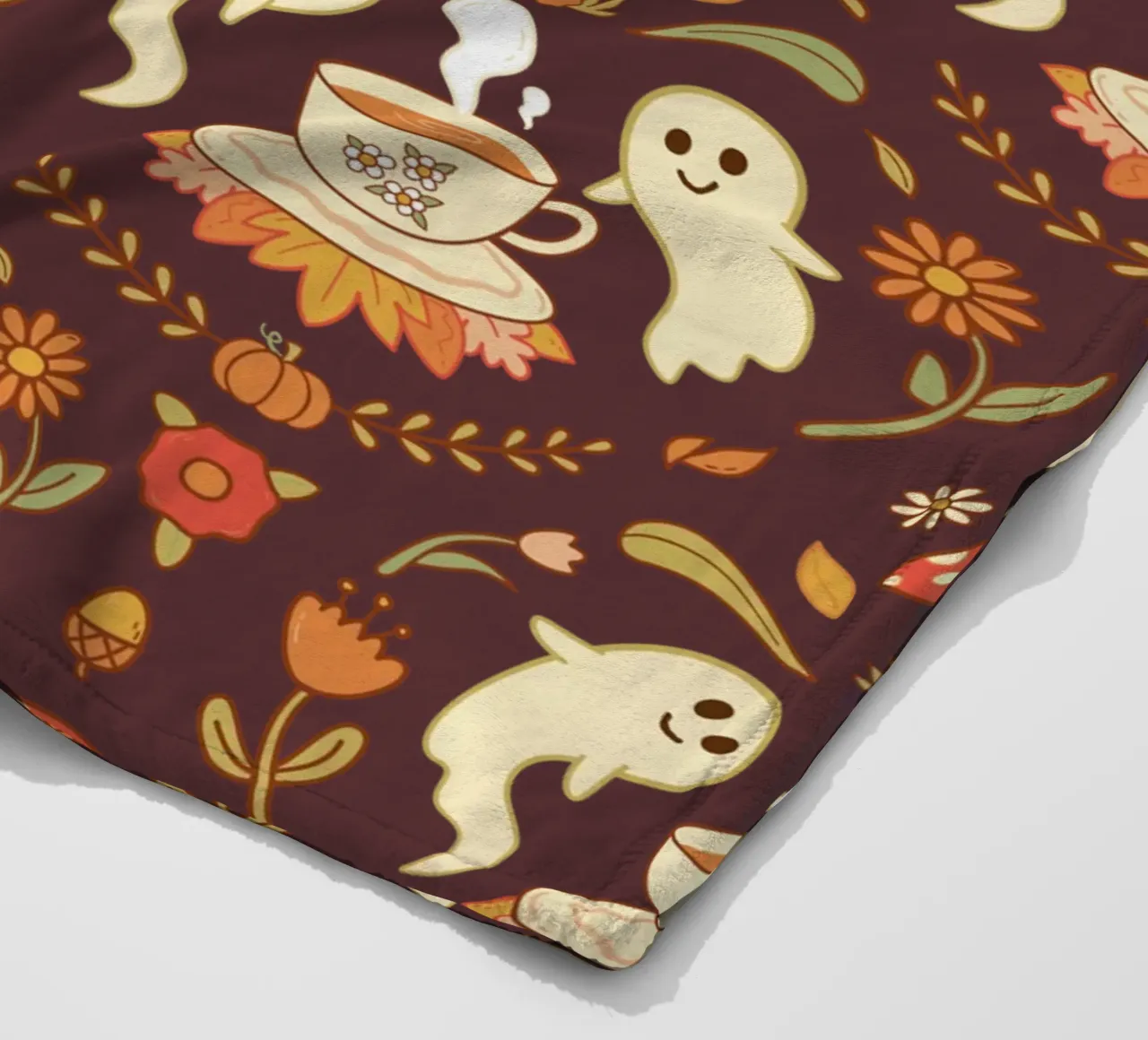 Spooky Tea Time fleece blanket by klossisch