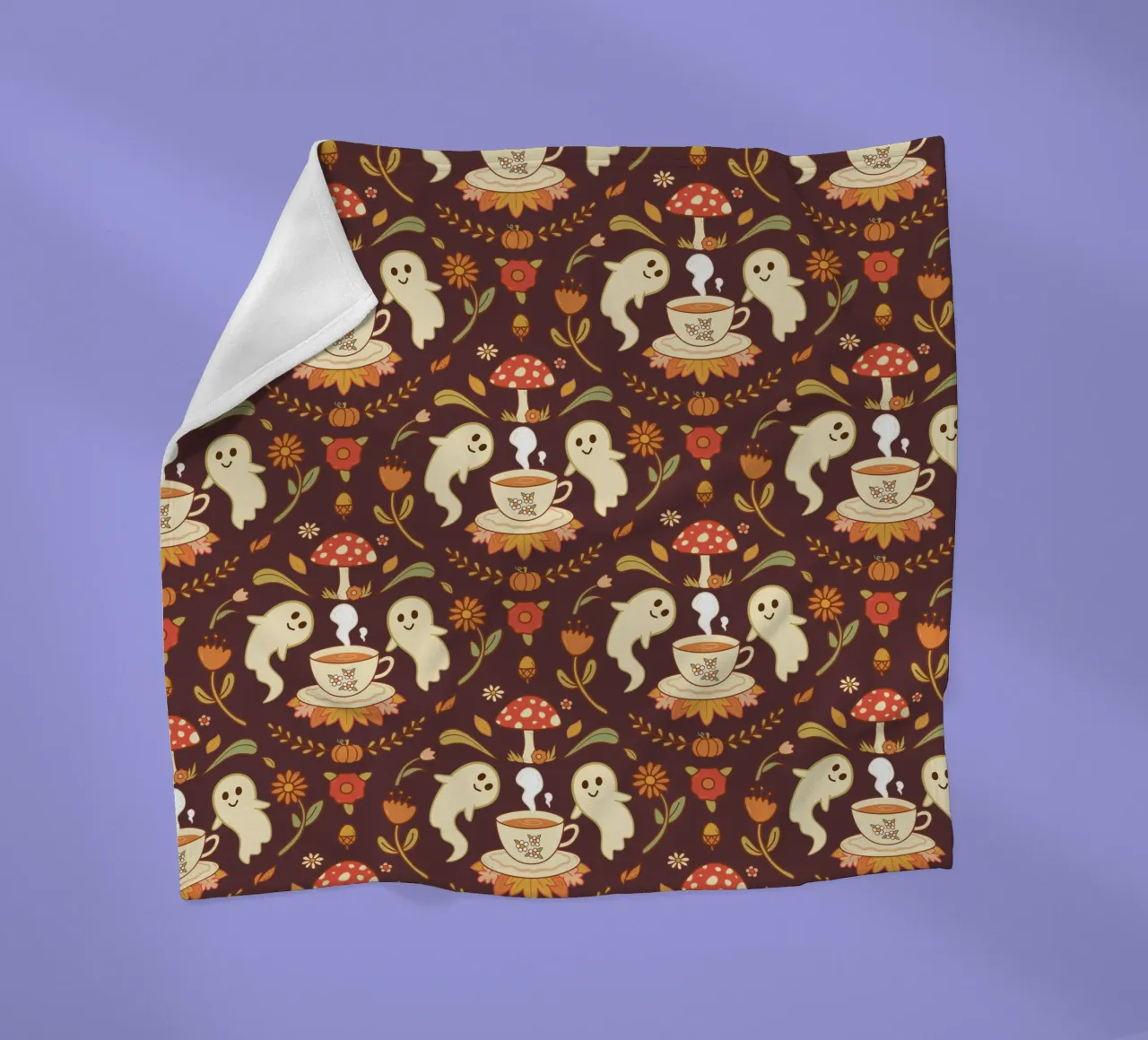 Spooky Tea Time fleece blanket by klossisch