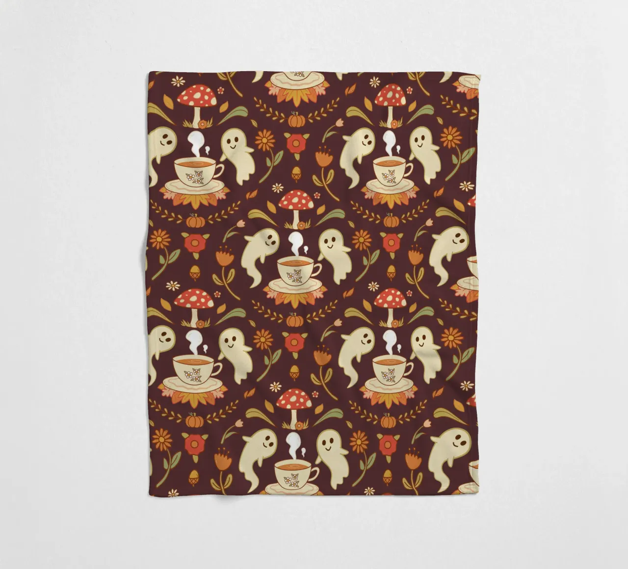 Spooky Tea Time fleece blanket by klossisch