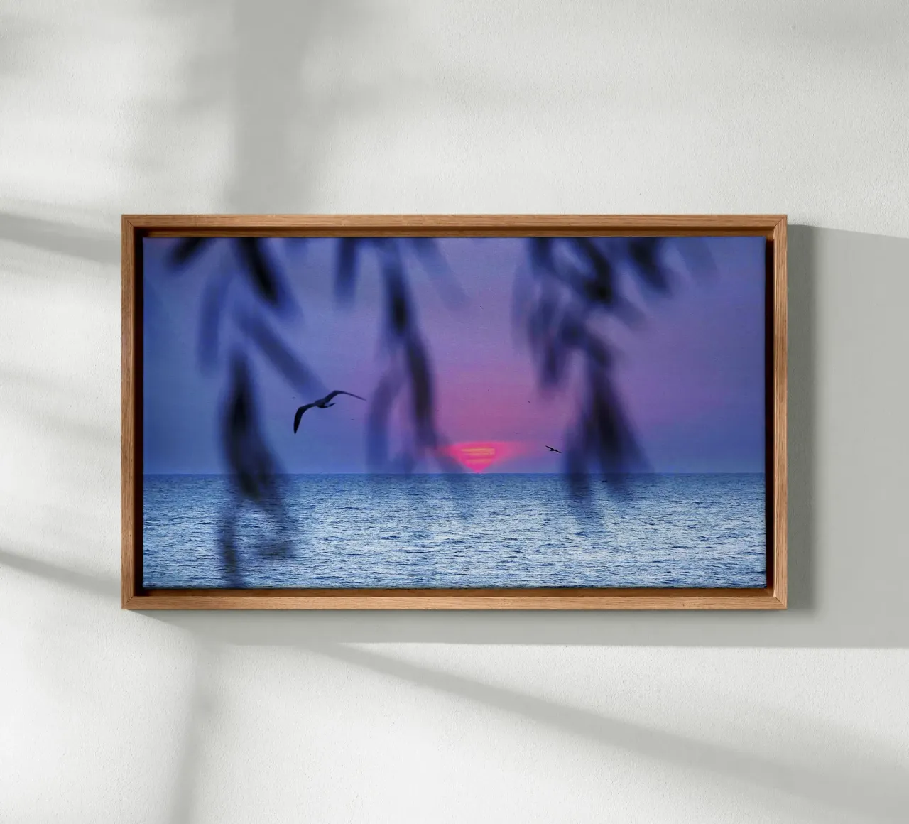 Zon Kussende Zee - Kunstdruk canvas met Baklijst van jay