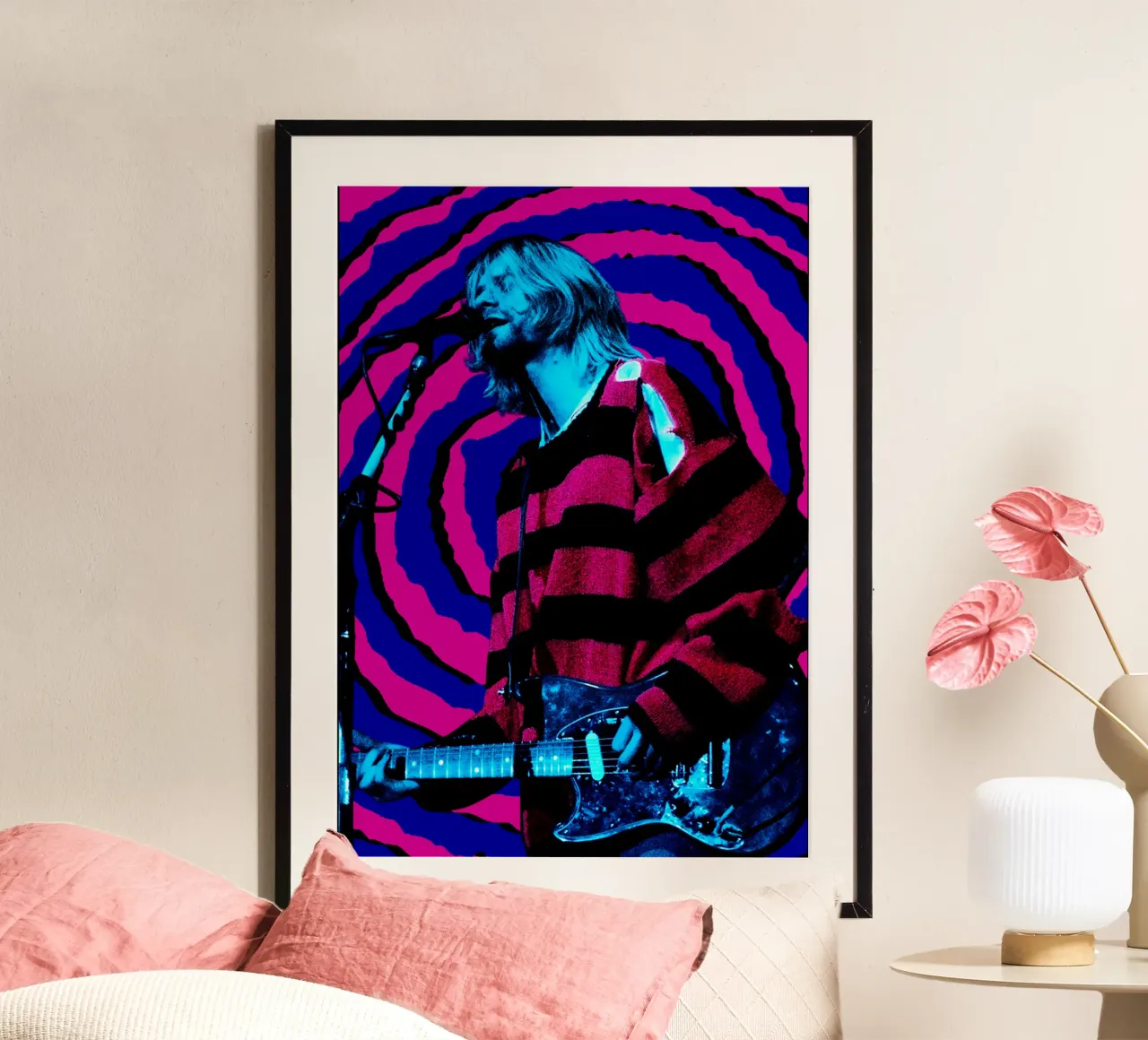 Kurt Cobain musicista poster con telaio in plastica da itzmyui