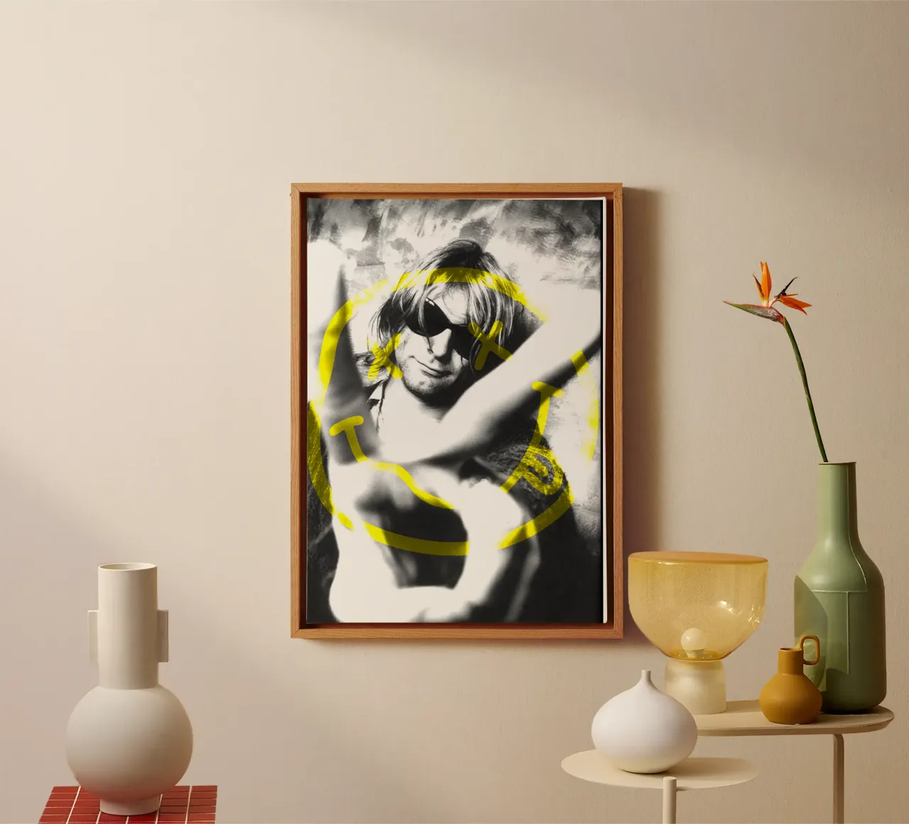 Silhouette in stile Kurt Cobain tela con Cornice a cassetta da itzmyui