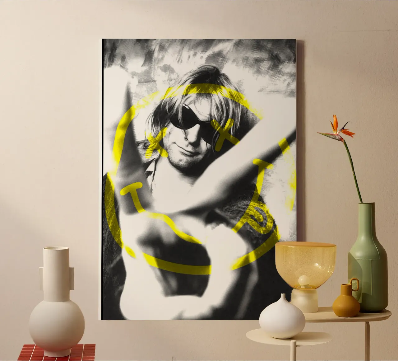 Silhouette in stile Kurt Cobain tela con Cornice a cassetta da itzmyui